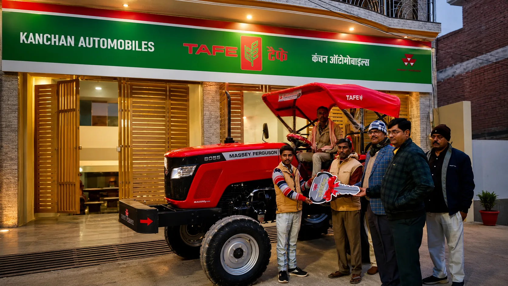 KANCHAN AUTOMOBILES showroom with tractor delivery in Fatehpur, Uttar Pradesh